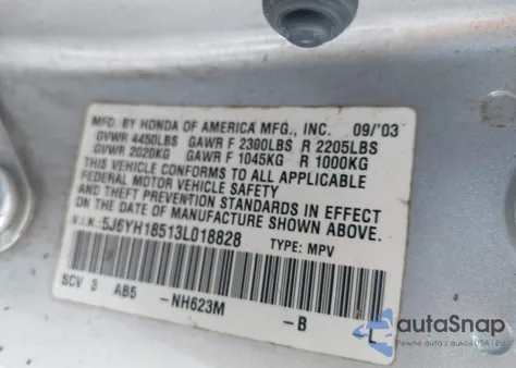 2003 Honda Element Ex из США, поврежденный, VIN 5J6YH18513L018828